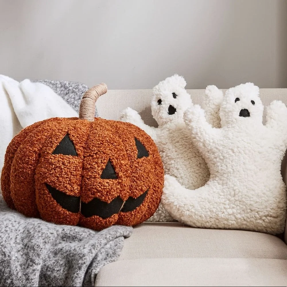 Pottery Barn Cuddly and Cute Spooktastic Jack-O-Lantern Pumpkin Pillow 🎃… - Picture 14 of 16